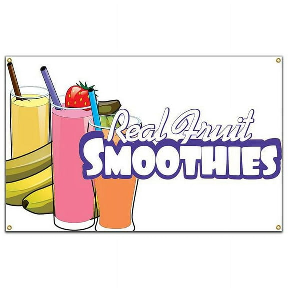SignMission B-60 Real Fruit Smoothies 36 x 60 in. Real Fruit Smoothies Heavy Duty 13 oz Vinyl Banner with Grommets Single Sided