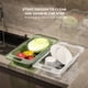 thumbnail image 3 of Matsuzay Cesta de plástico multifuncional con cesta de filtro de lavabo de verduras telescópica flexible Cocina y Comedor verde hialino, 3 of 6