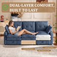 thumbnail image 4 of Timbernest 89" Cloud Sectional Sofa with Storage and Charging Ports, Chenille Couch for Living Room, 3-Seat, Blue, 4 of 9