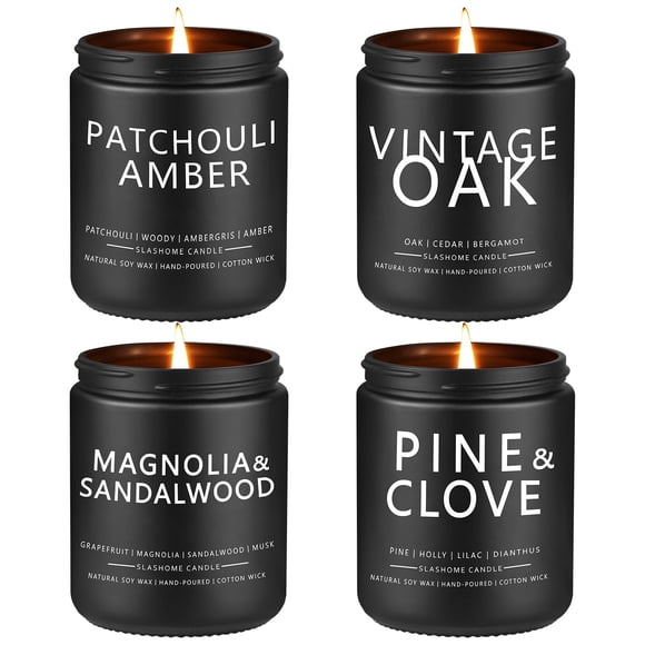 Candles slashome, paquete de 4 velas aromáticas para hombre, 200 ml