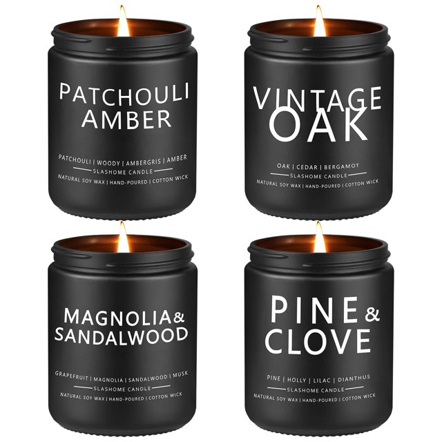 Candles slashome, paquete de 4 velas aromáticas para hombre, 200 ml