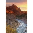 thumbnail image 2 of Welling, Dave 11x14 Black Ornate Wood Framed with Double Matting Museum Art Print Titled - UT, Zion NP The Watchman and Virgin River, 2 of 4