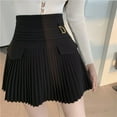 thumbnail image 4 of White Pleated Skirts Sexy Casual Slim College Women High Waist Mini Metal Letter D A-Line Clubwear Korean Fashion Style, 4 of 6