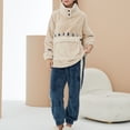 thumbnail image 4 of Defitshape Women's Long Sleeve Shirt Pants Set Ladies Cute Fuzzy Fleece Pajamas 2 Piece Pjs Winter Fall Warm Thermal Loose Baggy Oversized Plush Lounge Set Fluffy Loungewear Beige Large, 4 of 5