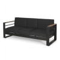 Outdoor 3 Seater Sofa, Aluminum Frame Leisure Couch for Patio Garden, Black