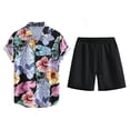 thumbnail image 3 of IWRICH Hawaiian Shirt Set for Men Short Sleeves Tropical Printed Shirts and Shorts 2 Piece Casual Button down Summer Beach Floral Outfits 09-Orange L, 3 of 9