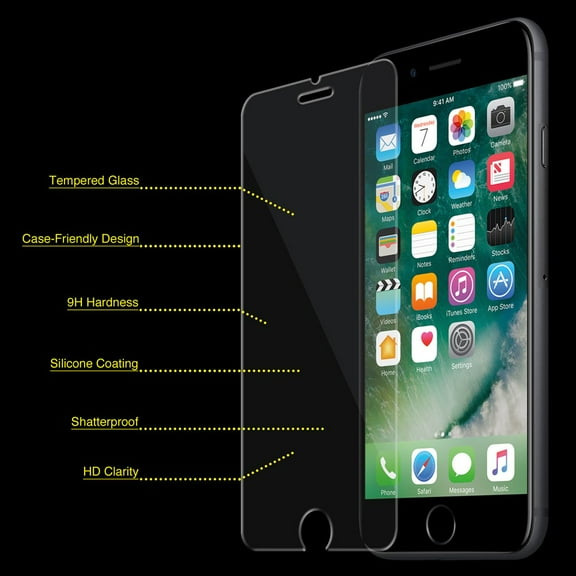 Premium Scratch Resistant HD Clear Tempered Glass Screen Protector Guard for iPhone 6 Plus, iPhone 6s Plus