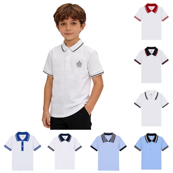 Bigetiay Boys Girls Short Sleeve Polo Shirt Casual Comfortable Soft Tennis Shirts School Uniform Shirts 5-6 Years