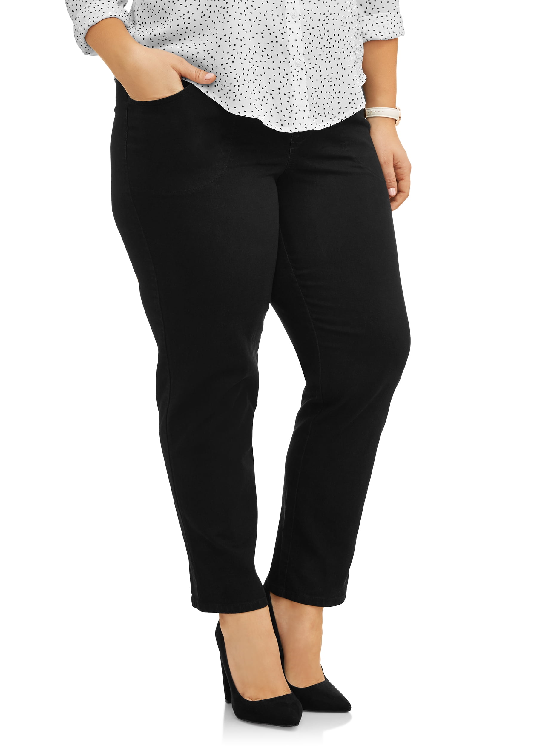 Terra & Sky Women's Plus Size Ponte Pant with Ankle Zipper 