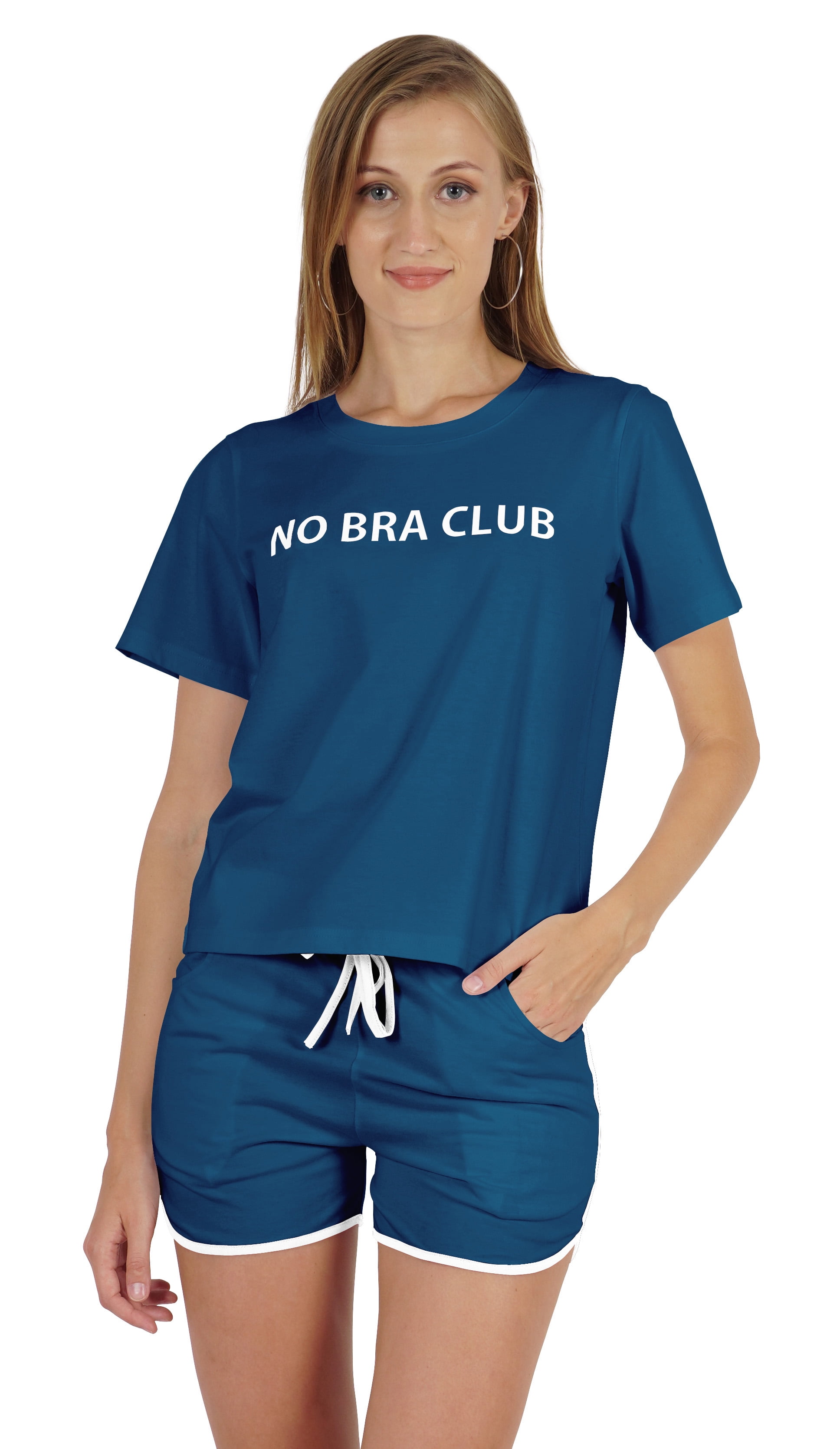 Inkmeso Women's Short Sleeve No Bra Club Go Braless Funny No Bra