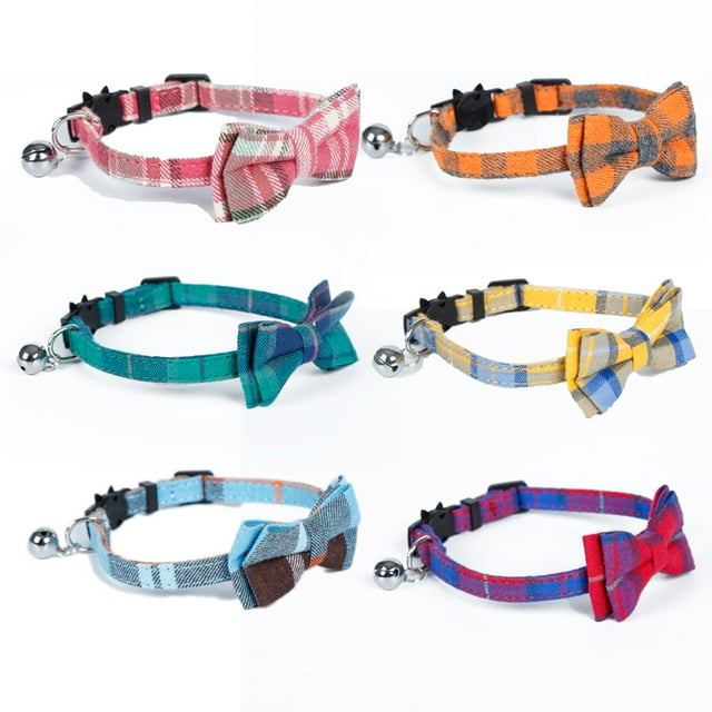 Collar de gato Joytale con mosquetón y campana, lindo collar de gato con lazo, collar ajustable para gatos y gatitos Ormromra ZH-184