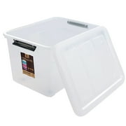 Idomy 4-Pack 70 L Large Clear Storage Boxes, Plastic Latching Boxes with Wheels