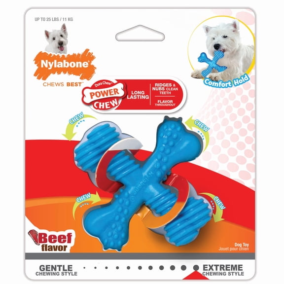 Nylabone Power Chew Comfort Hold X Bone Dog Toy, Dog Chew Toy, Beef Flavor, Small, 1 Count