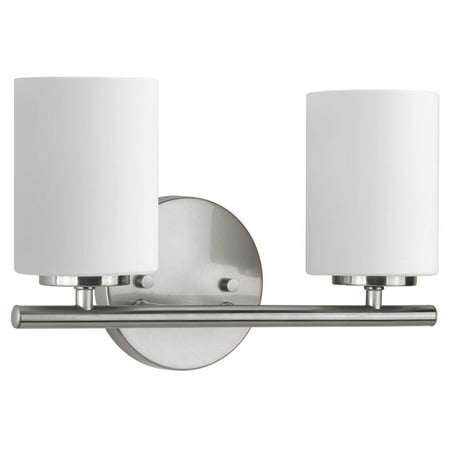 

Progress Lighting Replay Collection 13 2 Light Brushed Nickel Etched Glass Modern Bath Vanity Light