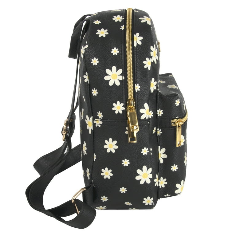 Jessica Simpson Mini Waterproof Vegan Leather Backpack for Women, Commuting & Traveling in Black Flowers Jessica Simpson Mini Waterproof Vegan Leather Backpack for Women, Commuting & Traveling in Black Flowers