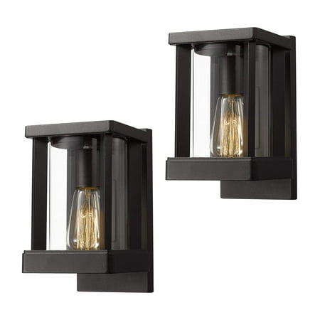 

2-PACK Black Outdoor Wall Lantern Exterior Lights for House Black Finish with Clear Glass