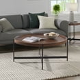 thumbnail image 5 of Alaterre Furniture Brookline Industrial Round Metal Coffee Table, Medium Chestnut/Black, 5 of 9