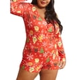 thumbnail image 2 of Gvmfive Women Christmas Print Plus Size Loungewear Pajamas Long Sleeve Casual Jumpsuits, 2 of 5