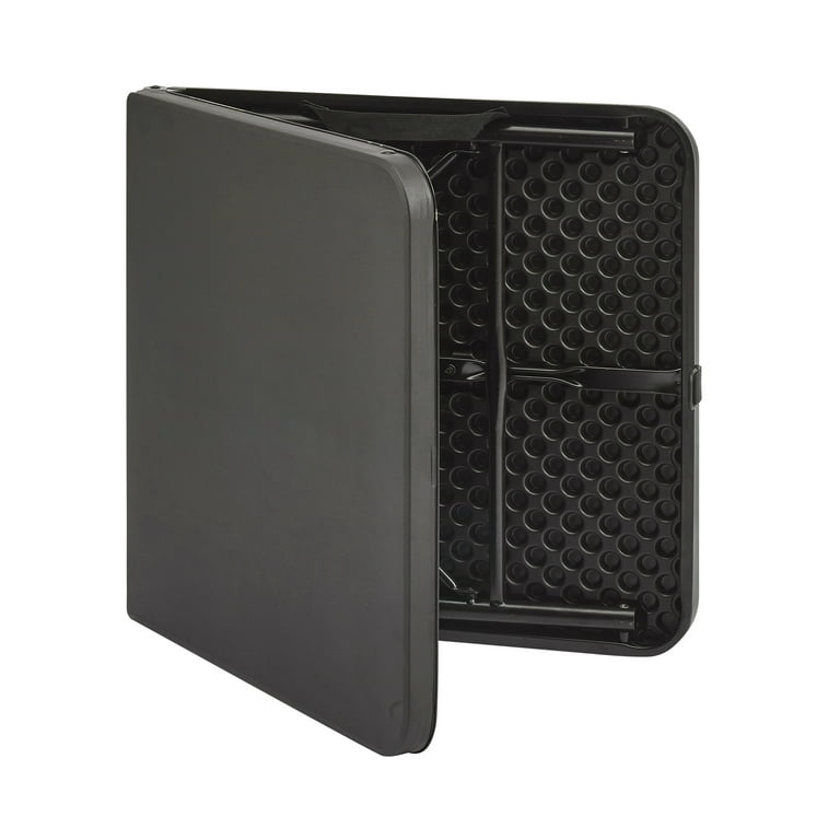 Mainstays 40L x 20W Plastic Adjustable Height Fold-in-Half Folding Table, Rich Black