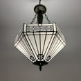 thumbnail image 7 of Tiffany Pendant Lighting Ceiling Lights White Stained Glass Hexagon LED Bulbs Included for Dining Room Living Room Bedroom 16"W*16"D*60"H, 7 of 7