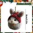 thumbnail image 2 of Cozy Woodland Animal Christmas Ornaments, 1 Pc Handmade Plush Forest Animal Ornament Set with Red Knit Hats and Golden Bows, Rustic Christmas Tree Decorations for Animal Lovers, 3.2",Rabbit, 2 of 3