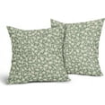 thumbnail image 2 of Sage Green and Cream Floral Pillow Covers 18x18 Inch Set of 2 Vintage Rustic Flower Outdoor Decorative Throw Pillows Green Small Floral Print Farmhouse Pillowcases Cotton Linen Cushion Cover for Couch, 2 of 6