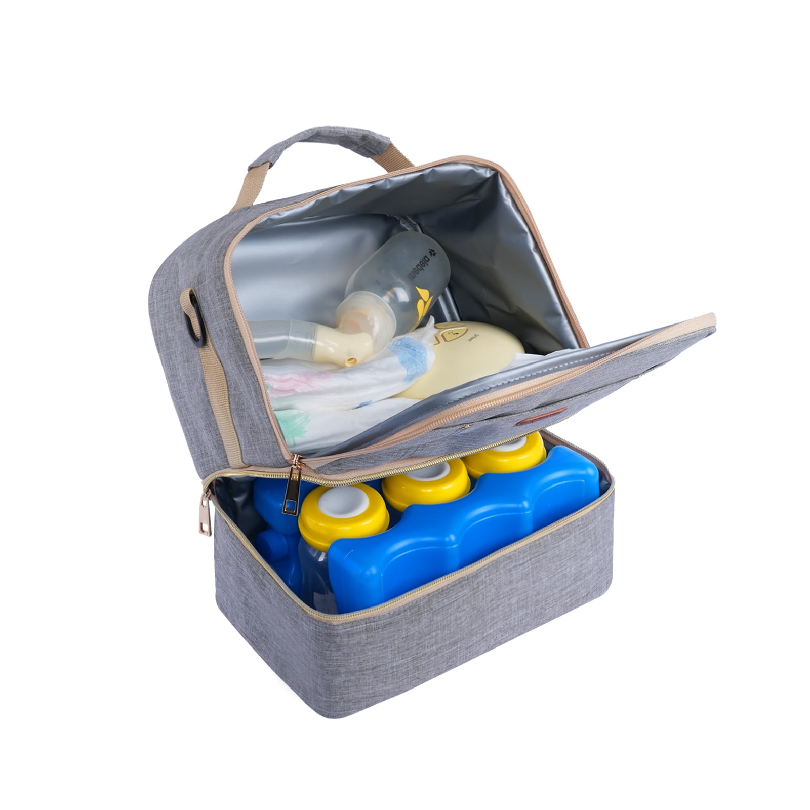 Breast Pump Bag Cooler Compartment for Breast Pump - Cooler and Moistureproof Bag Double Layer for Mother Breast Milk Pump Lunch Bag Outdoor Working