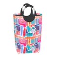 thumbnail image 2 of XMXT Collapsible Laundry Basket Hamper, Cartoon Colorful Graffiti Large Laundry Bag Clothes Hamper with Aluminum Handle, 50L, 2 of 7