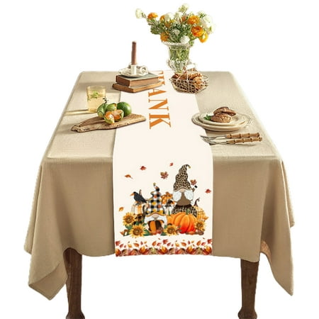 

Faceless Dwarf Table Runner Gnome Printed Cotton Linen Tablecloth Tablecover Home Party Wedding Thanksgiving Decor