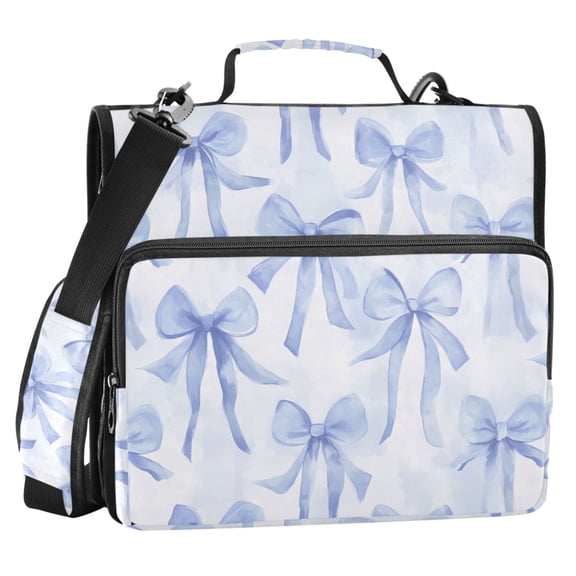 ALAZA Zipper Binder Watercolor Bow Blue 2 in 3 Ring Trapper Keeper 500 Sheet Capacity File Folder Organizer Bag