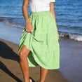 thumbnail image 7 of FAHXNVB Women's Gingham Skirt Summer Casual High Waist Tiered Plaid A-Line Midi Skirts Swing Ruffle Plaid Skirts,XL,Green, 7 of 7