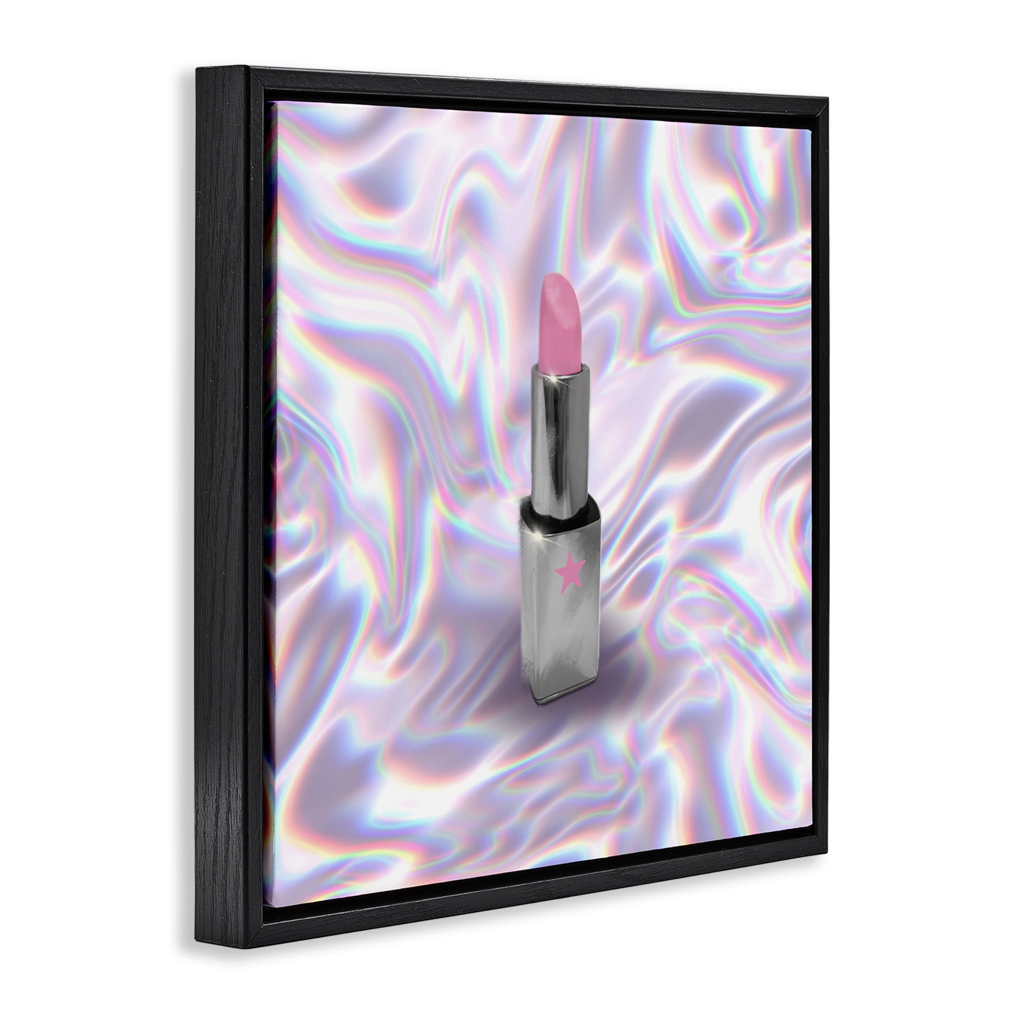 Stupell Industries Iridescent Icon Lipstick Black Framed Floater Canvas Wall Art, design by Matthew Piotrowicz