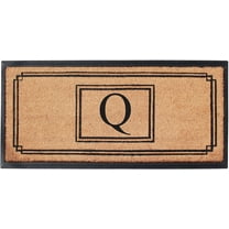 A1 Home Collections Rubber & Coir Mat, Heavy Duty, Extra Large, Front Door Mat 24"X48", Black/Beige Doormat Monogrammed Q