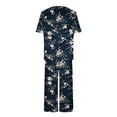 thumbnail image 4 of yievot Lounge Sets for Women Floral Printed Short Sleeve Shirts and Capri Pajamas Sets 2 Piece Sleepwear Loungewear, 4 of 5