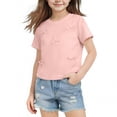 thumbnail image 2 of Miluxas Girl's Bow Short Sleeve Shirts Cute Crew Neck Lightweight Pullover Tops Pink 1-3 Years, 2 of 6