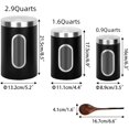 thumbnail image 3 of Black Kitchen Counter Canister set 3 pieces, 0.9/1.6/2.9 Quarts Stainless Steel Flour Sugar Tea Coffee Biscult Storage Containers with with Long Wood Spoon&Visible, 3 of 7