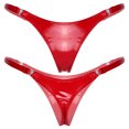 thumbnail image 3 of Calzoncillos de látex Wetlook para mujer, ropa interior de cintura baja con superficie lisa, Color sólido, hebilla en forma de corazón suave, bragas sexis brillantes, 3 of 5