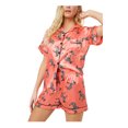 thumbnail image 1 of Womens Satin Short Pajamas Set Sleepwear Button Down Two-piece Pj Sets Flannel Loungewear, 1 of 6