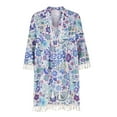 thumbnail image 5 of Leesechin Fashion Women V-Neck Summer Print 3/4 Sleeve Tassels Patchwork Mini Dress, 5 of 6