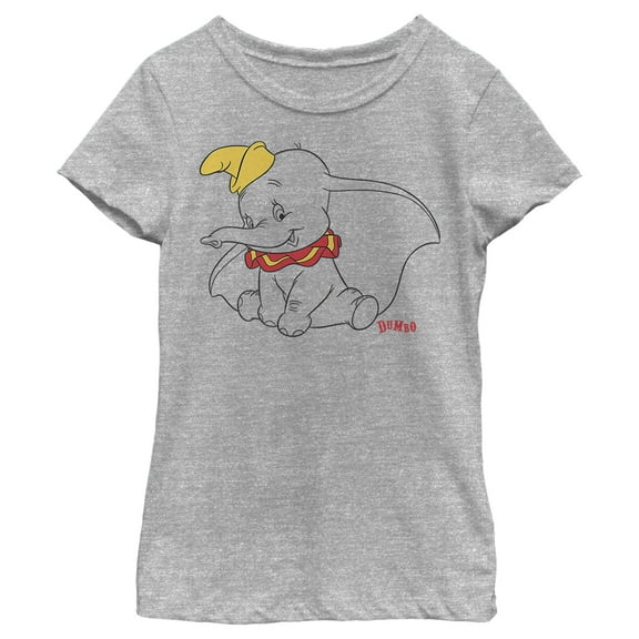 Girl's Dumbo Sitting Cutely Graphic Tee Athletic Heather Medium