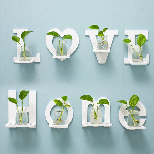Gwong Decoración hogareña 4 unids Home Love Carta Muro Colgante Colgante Planta Almacenamiento Estante Estante Decoración de la habitación Gwong 21044624