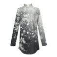 thumbnail image 4 of TQWQT Tunic tops for Women Loose Fit Dressy Xmas Tree Snowflake Printed Tunic Top Long Sleeve Shirt Fall Turtleneck T Shirts Trendy Curved Hem Graphic Tee Dark Gray S, 4 of 5