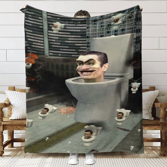 Skibidi Toilet Anti Pilling Flannel Blanket Gifts for Fans Lover Girls Boys Women Present Hoodie Him Bed 60"x80"