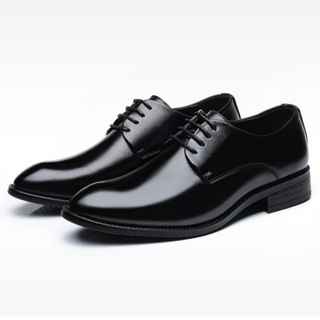 Hoshose Men s Dress Shoes Leather Solid Color Pointy Toe Soft Sole Lace Up Business Formal Shoes Comfort Non-slip