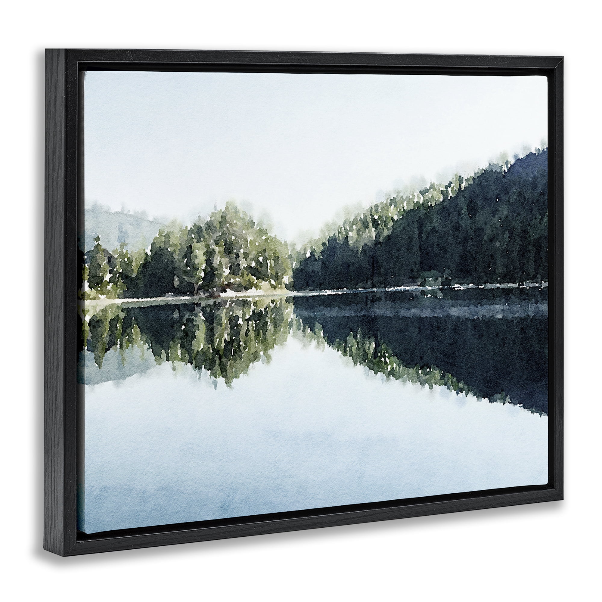 Stupell Industries Blue Lake Reflections Black Framed Floater Canvas Wall Art, design by Kim Curinga