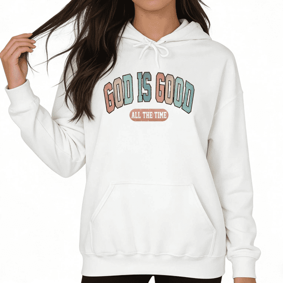 White Print hoodie Graphic Sweatshirt God Is Good All The Time Daily Casual Comfort Religious Hoodie S-2XL Tops
