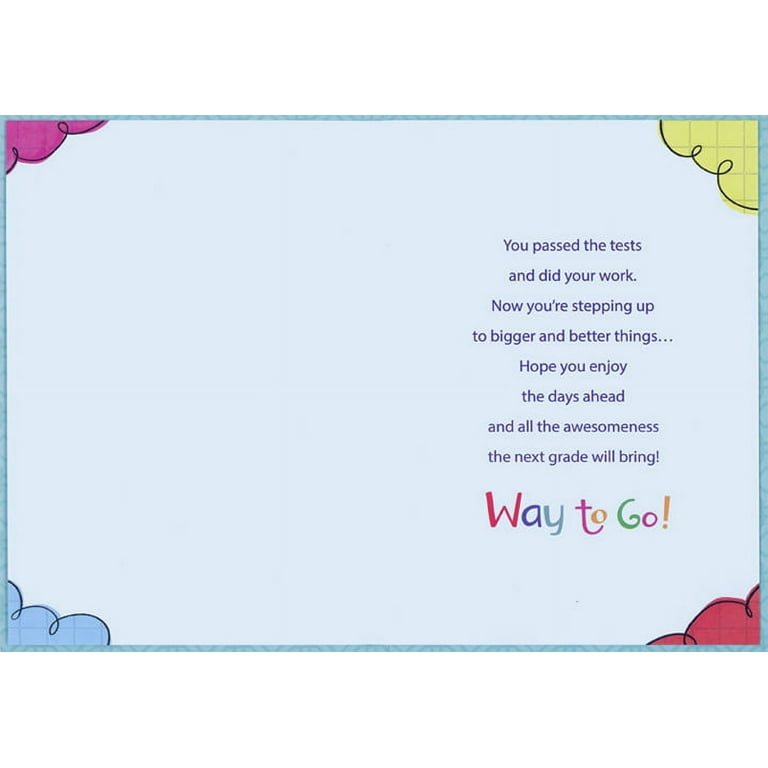 Graduation Card "Yay On To The Next Grade" - Colorful Brush Strokes Design With Envelope