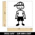 thumbnail image 2 of Stick Figure Boy Son Self-Inking Rubber Stamp Ink Stamper - Fuchsia Ink - Small 1 Inch, 2 of 7