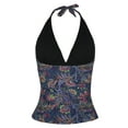 thumbnail image 3 of Mycoco Women's Halter Swim Top V Neck Swimwear Front Shirred Tankini Top, 3 of 4