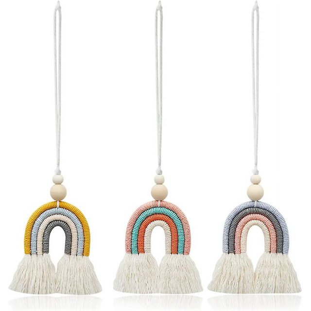 Decoración colgante de arco iris YONGSHENG paquete de 3 tapices de macramé